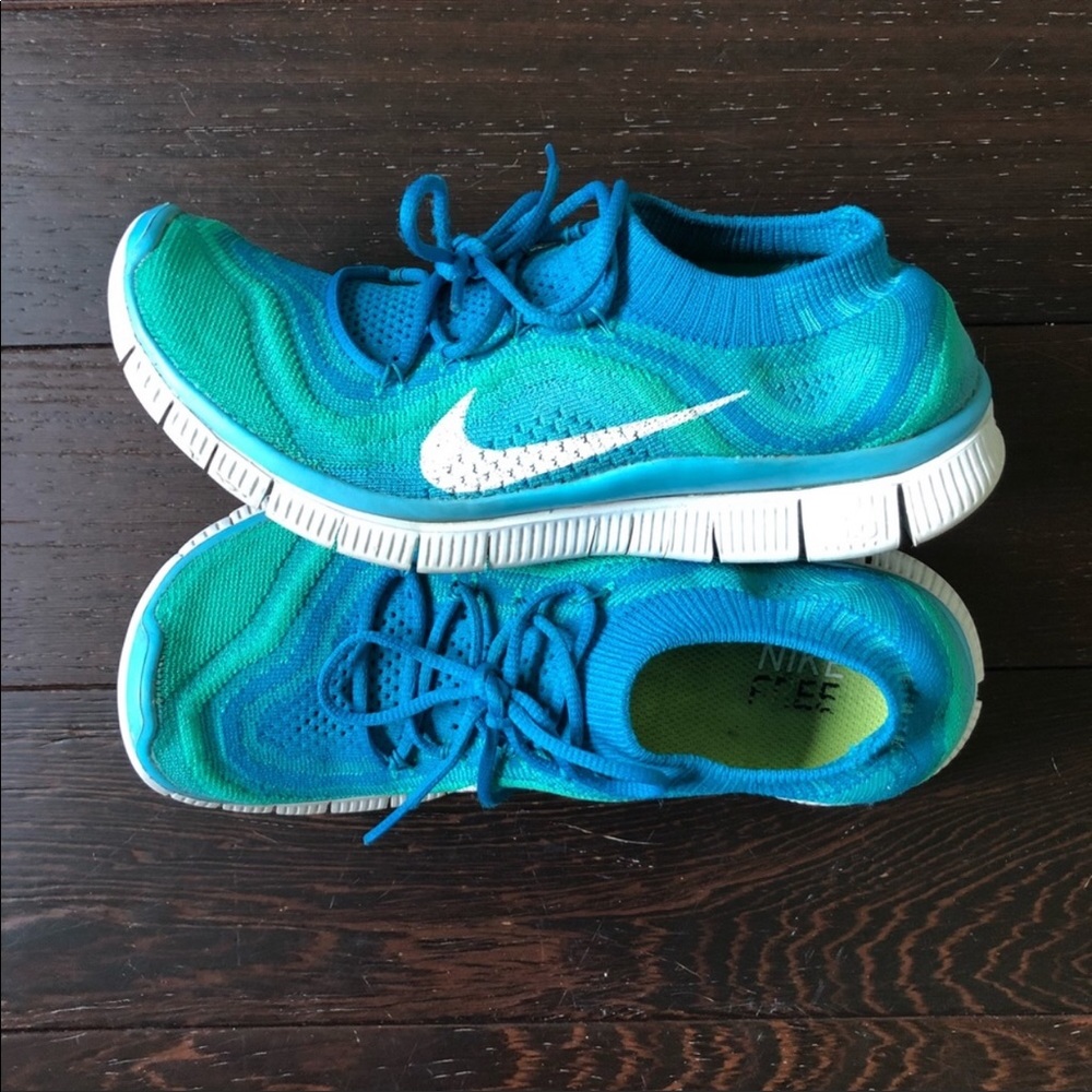 Nike Free Flyknit Blue Running Shoes Sneakers